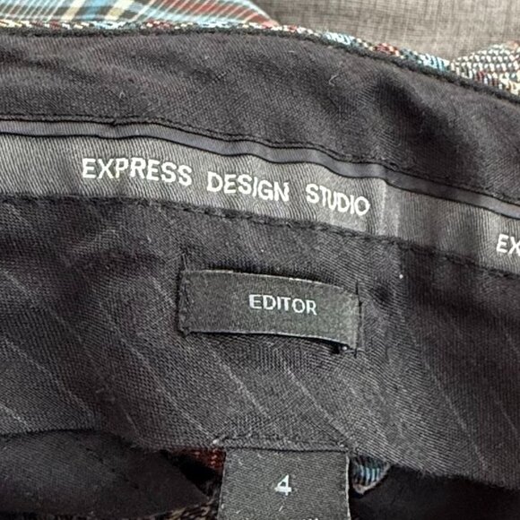 Express Design Studio Editor Capri Wide Pants Plaid Size 4 Flat Front. - Picture 3 of 13